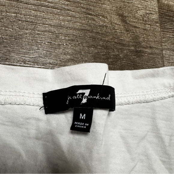 7 For All Mankind White Short Puff Sleeve Shirt Size Medium - Picture 4 of 8
